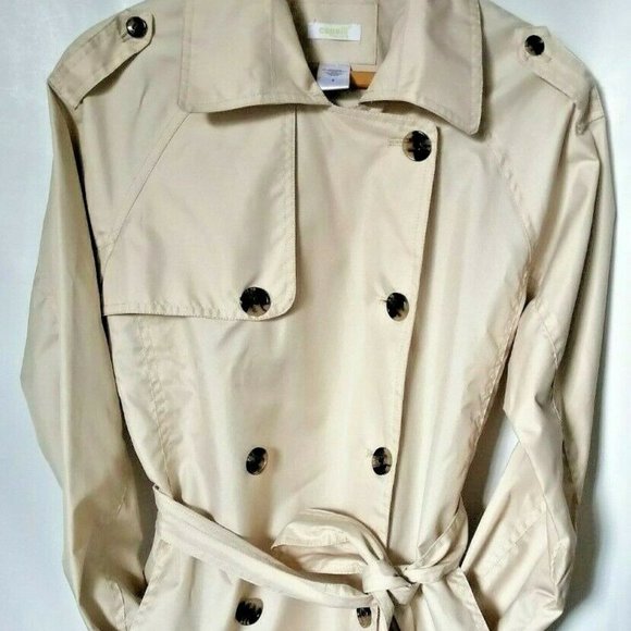 Vintage Capelli New York Women's Wind Jacket Fully Lined Size S With Belt Beige - Picture 1 of 5